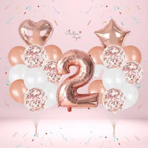 21x Ballons mit JUMBO Zahlen 0-9 in Rosegold oder Gold Happy Birthday Geschenk Dekor Kindergeburtstag Helium Luftballons