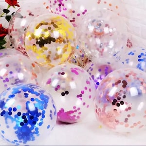 10x Konfetti Luftballons Heliumballon Konfettiballon Hochzeit Geburtstagsdekoration Ballondekor Hochzeitsdekoration Babyparty Ballon Deko