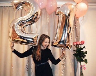 Riesenballons |102cm Zahlen|Folienballons| Luftballon Nummer| Heliumballon| Geburtstag| Geburtstagsparty| 18geburtstag|21geburtstag|Rosa