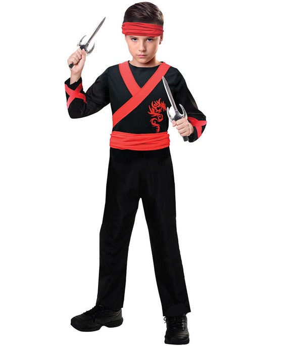 Ninja Assassin Blue Boys Martial Arts Dragon Ninja Fancy Dress Costume Kids  Ninj