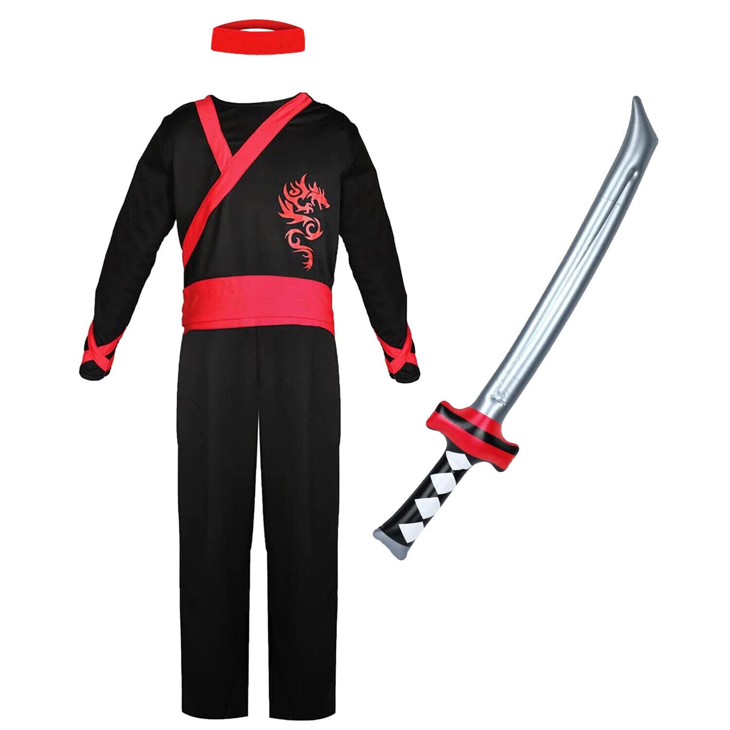 Ninja Assassin Green Boys Martial Arts Dragon Ninja Fancy Dress Costume  Kids Nin