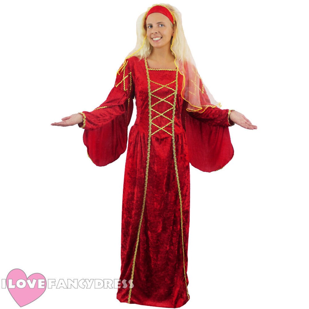 Ladies Red Tudor Queen Costume Historical Fancy Dress Medieval Etsy UK