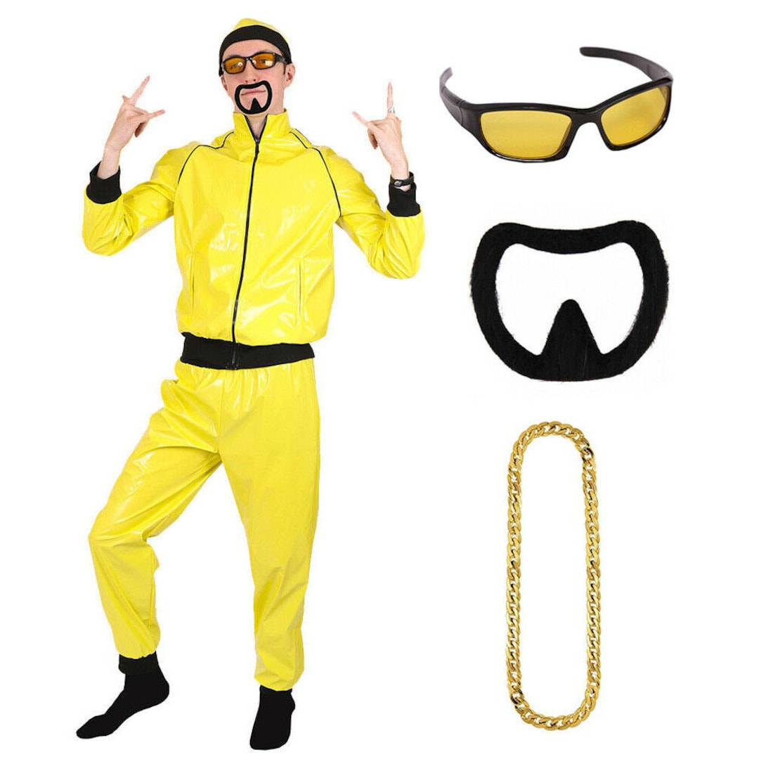 Mens 90's Rapper Costume Yellow Tracksuit Gangster Novelty Etsy