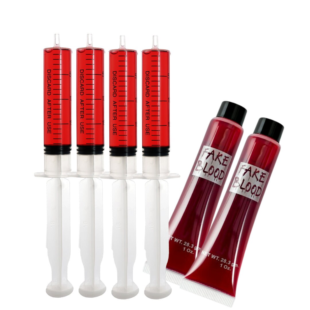 Fake Blood Dark Red 2 X 28.5ML & 4 X 20ml Syringes Halloween Etsy Canada