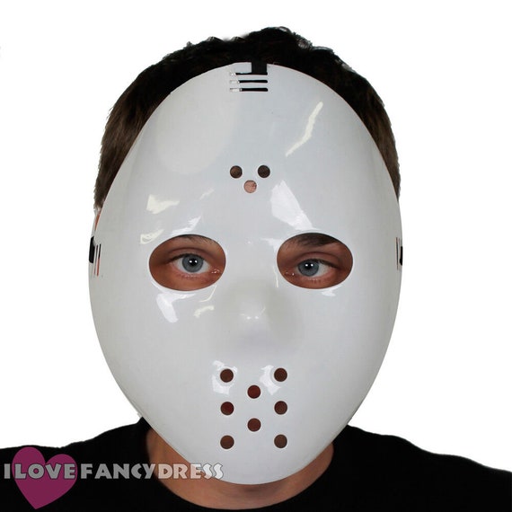 White Plastic Hockey Mask Costume Accessory