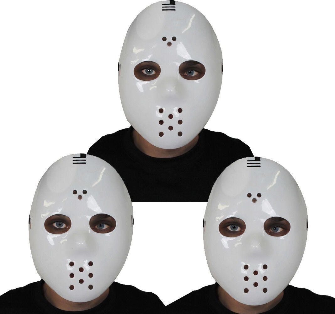 White Plastic Hockey Mask Costume Accessory