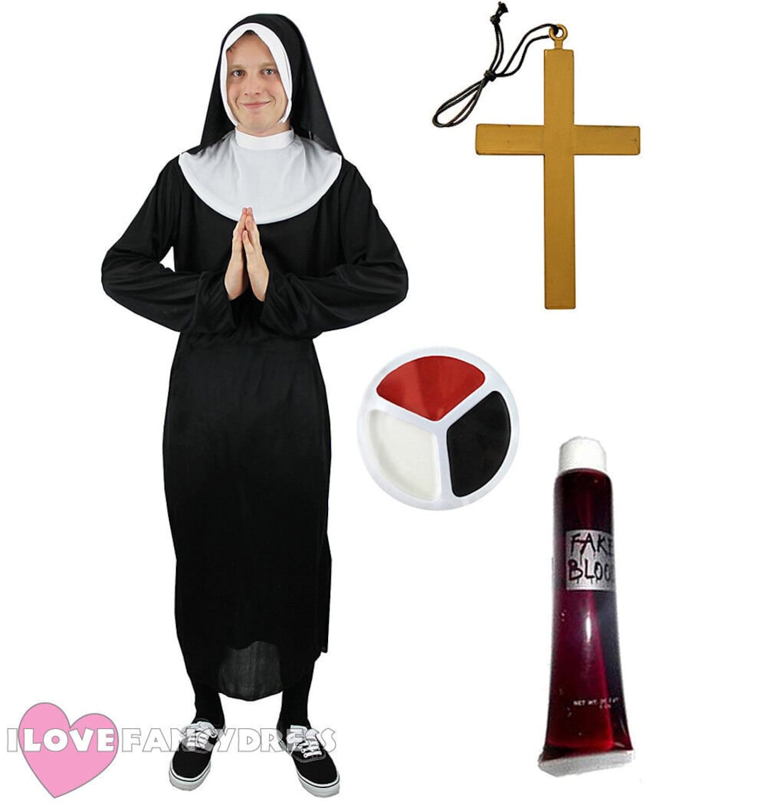 Mens Zombie Nun Costume Holy Sister Fancy Dress Headpiece and Etsy