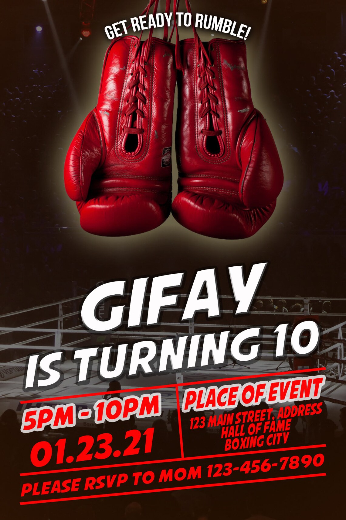 Boxing Invitation Boxing Birthday Invitation Boxing Party Etsy