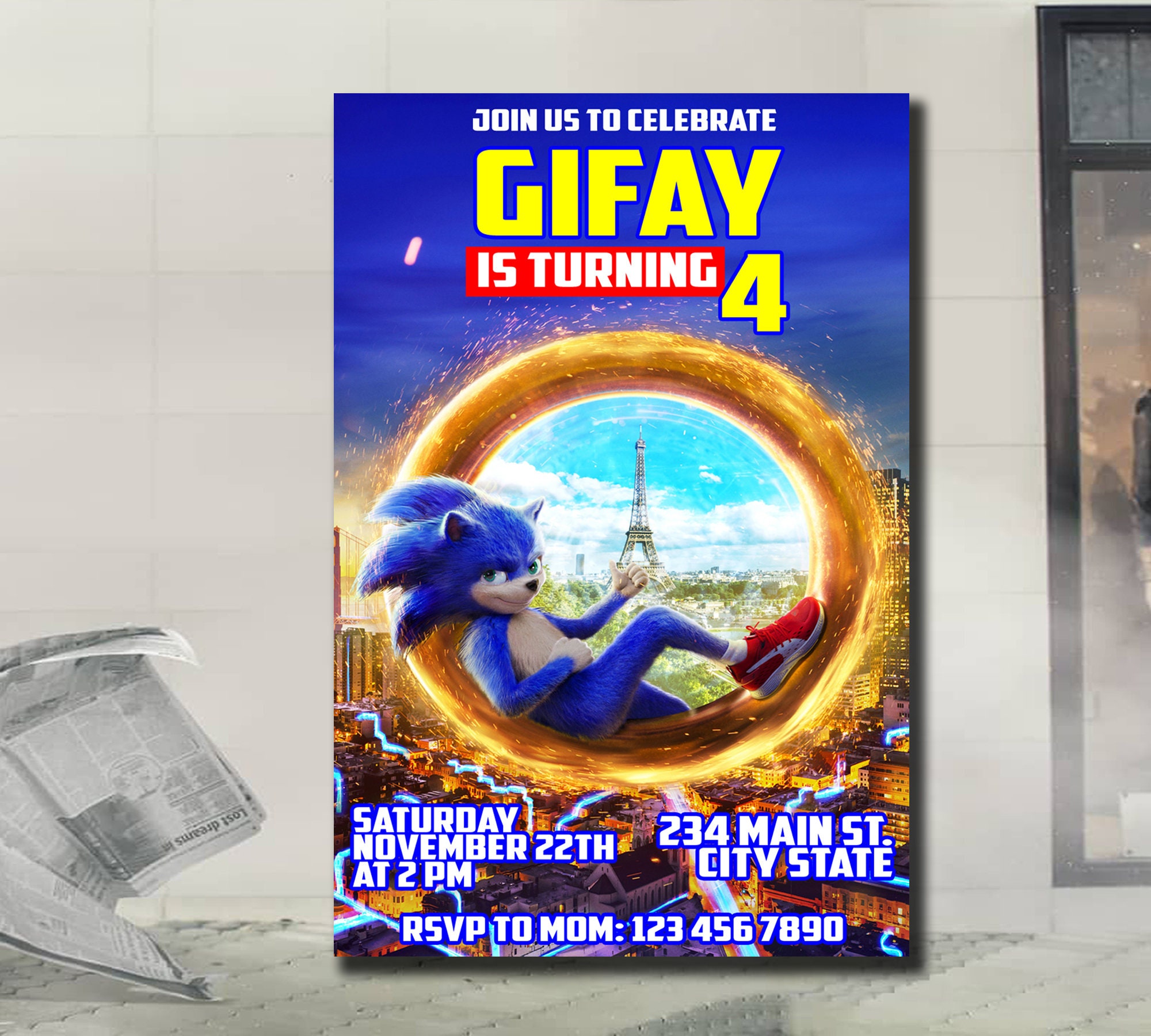 Sonic Invitation Sonic Birthday Party Sonic Birthday | Etsy