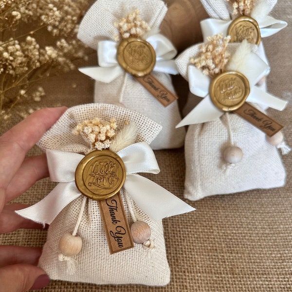 Scented Lavender Sachet Bags in Bulk  •  Sealed and Stamped Pouches  • Dried Flower Mini Bouquet Wedding Favors  •  Bridal Baby Showers