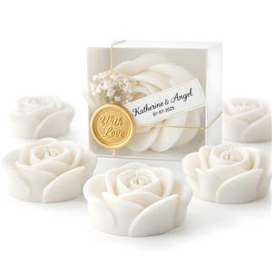 Weiße Rose Knospe Form Hochzeit Gunst Kerze - Sojawachs Braut & Baby Shower Geschenke