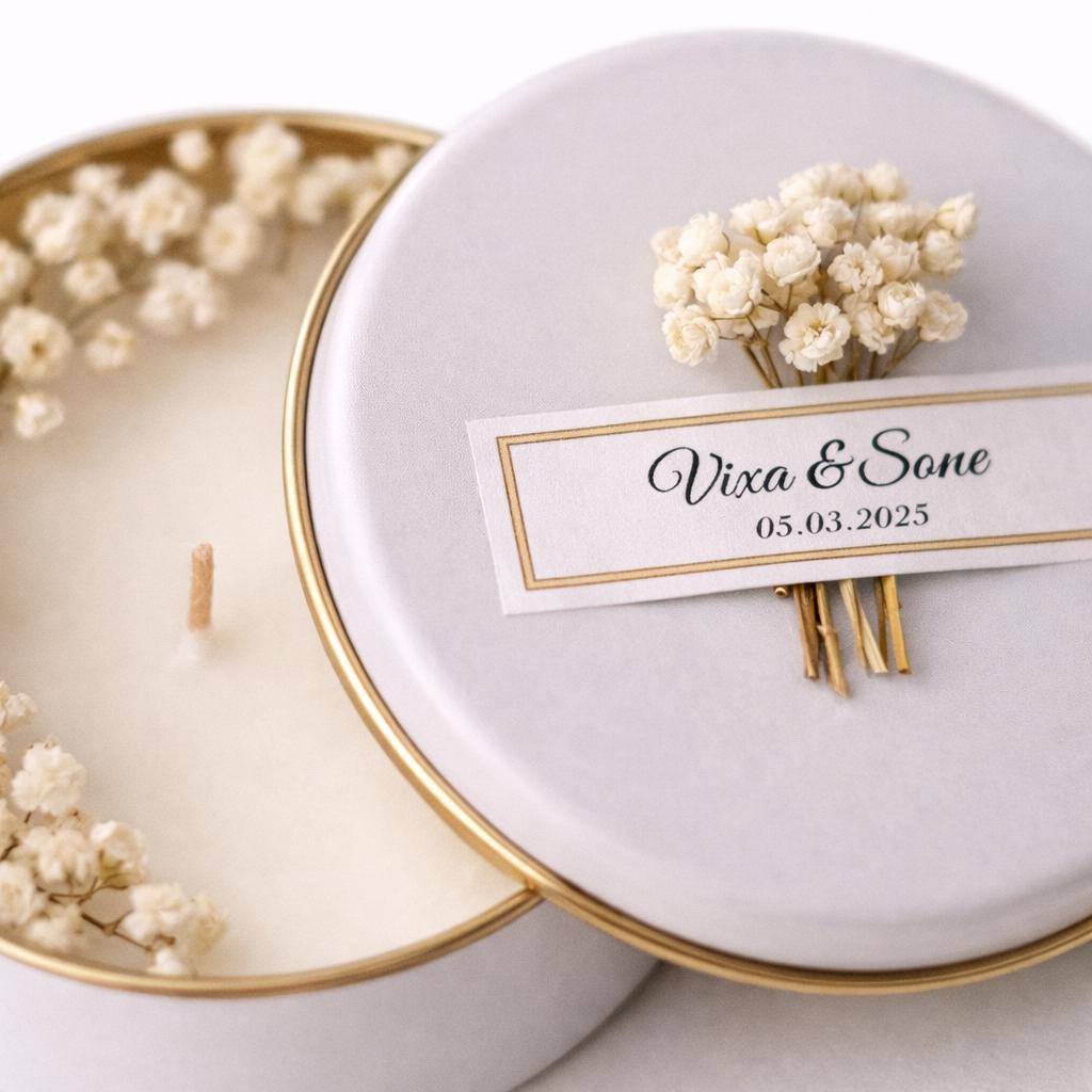 Personalized Scented Soy Wax Candle Favors With Dried Flowers - Etsy