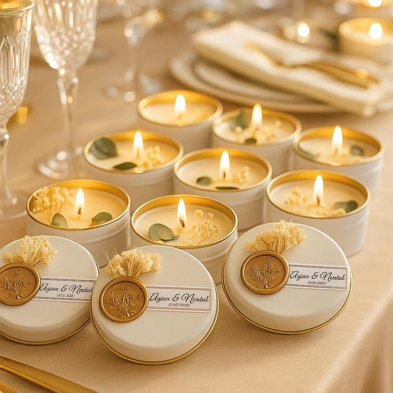 Wedding Anniversary Candle Favors – Soy Wax Scented Tin Candles With ...