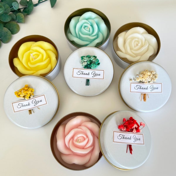Colorful Rose Petal Candles with Dry Flowers in Bulk  -  Scented Wedding Favors, Mementos, Souvenirs, Bridal Shower Gift  for Guests