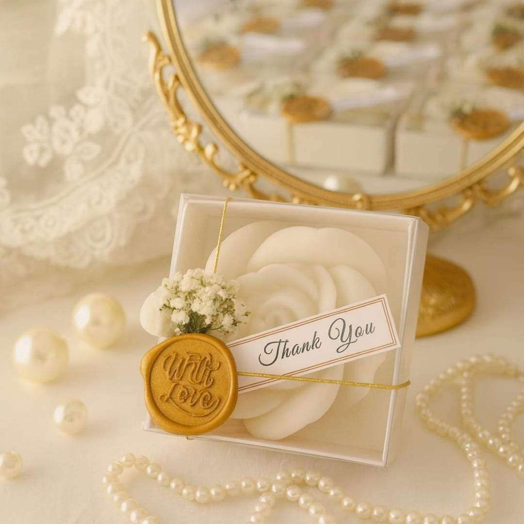 Rose Bud Shaped Candle Wedding Favors : Personalized Soy Wax With Dried ...