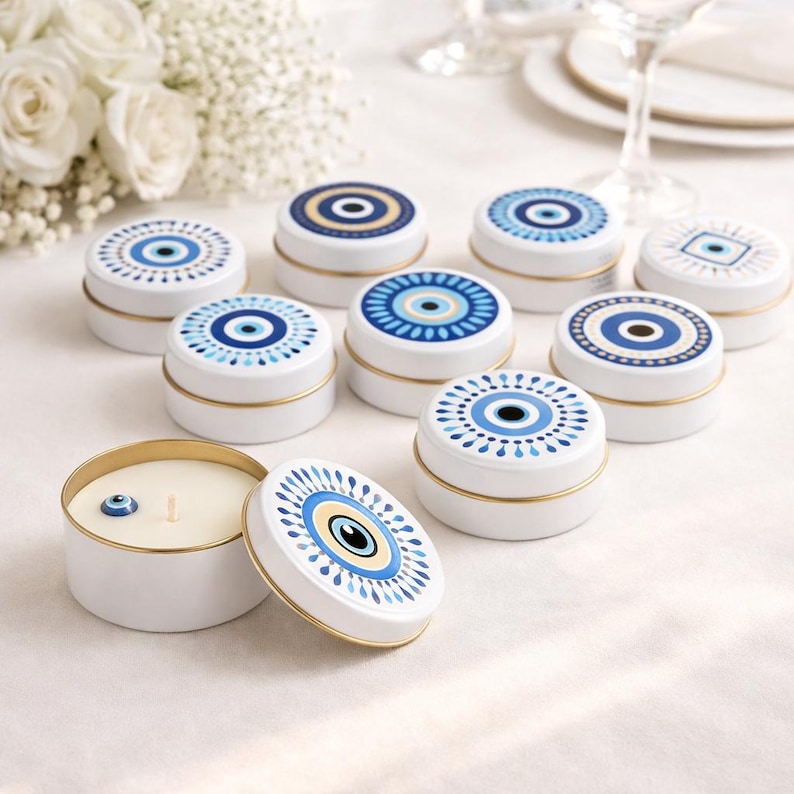 Evil Eye Candle Wedding Favours – Scented Soy Wax Favor image 3