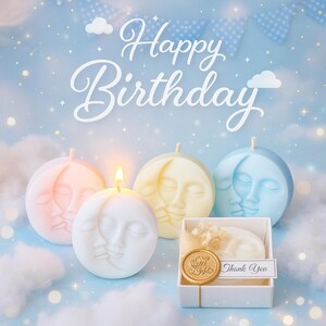 Sun & Moon Face Birthday Candle Favors – Celestial Baby Shower Favours