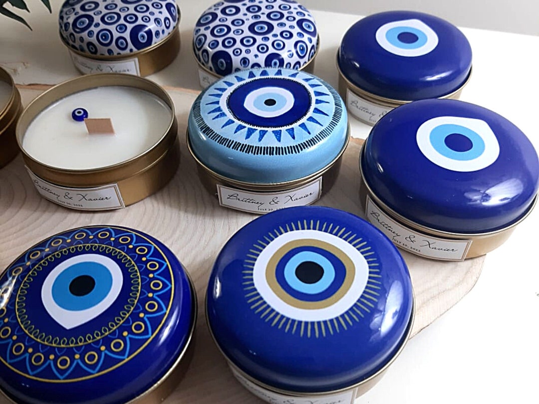 Scented Evil Eye Candle Set for Guests in Bulk Personalized Wedding