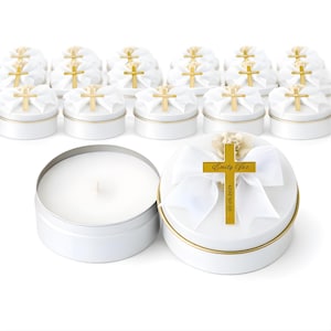Taufkerze Geschenkset - Taufe, Beerdigung, Kirche, Andenken mit Goldkreuz