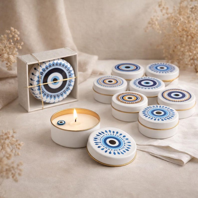 Evil Eye Candle Wedding Favours – Scented Soy Wax Favor image 5