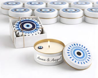 Evil Eye Candle Wedding Favours – Scented Soy Wax Favor
