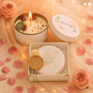 Custom Wedding Rosebud Soy Candle Favors • Scented, Floral Tin ...