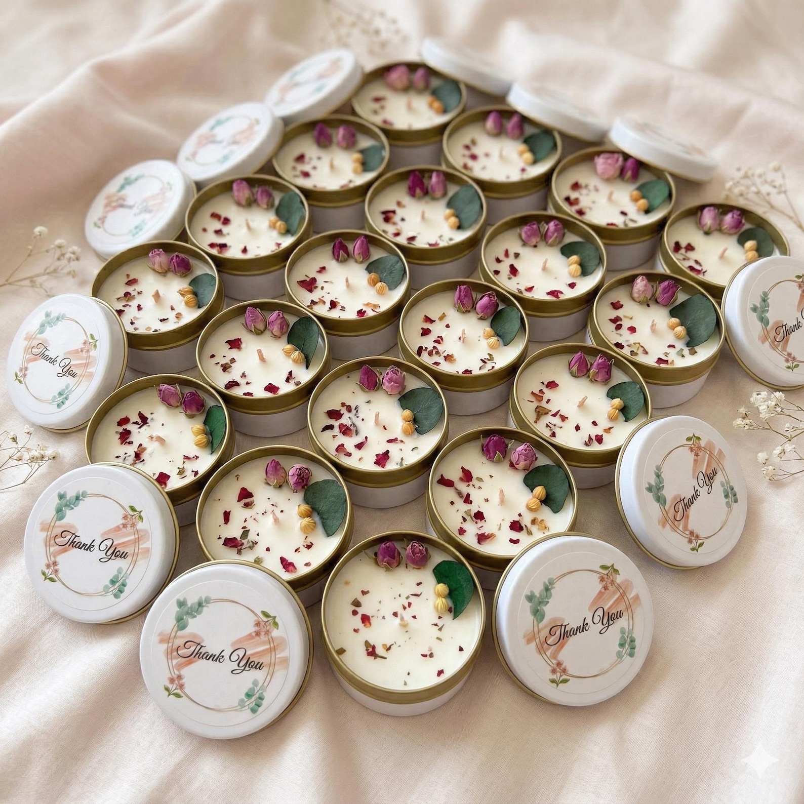 Personalized Wedding Candle Favors – Soy Wax Floral UV Printed Tin ...