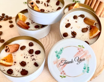 Iced Latte Coffee Soy Candle Favors • Orange Cinnamon, Personalized Wedding