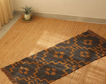 Handwoven Wool Kilim Runner Rug, Geometric Tribal Boho Accent