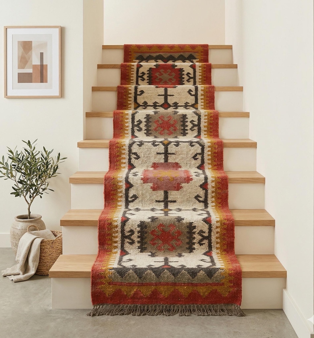 Unique Runner Rugs Handmade Jute Runner Rug | Boho Tribal Hallway Stair Runner - Etsy
