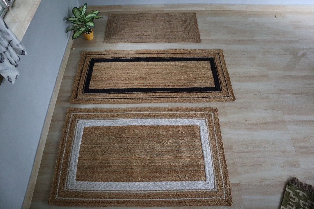 Bordered Jute Rug Handwoven Bordered Jute Rug | Custom Size, Eco-friendly - Etsy