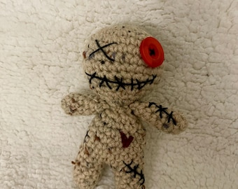 Cute Tweed Yarn Voodoo Doll, Handmade Embroidery Detail