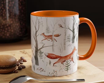 Winter Füchse und Ahls Tasse | Akzent Kaffeetasse 11oz oder 15oz