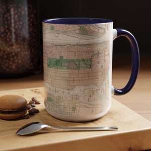 Vintage New York City Map Accent Coffee Mug | Historical Map Pattern, 11oz or 15oz