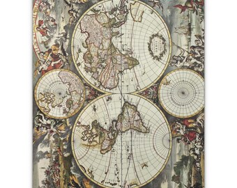 Vintage World Map Wrapping Paper: 95gsm Satin Finish (30x36")