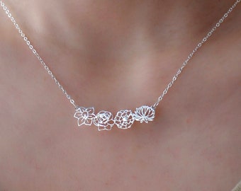 Custom Birth Flower Necklace • Personalized Birth Flower Jewelry • Family Birth Flower Necklace  • Gifts For Her • Birthday Gift