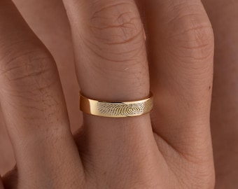 Anello con impronta digitale reale • Anello con fascia per impronta digitale • Fascia per impronta digitale personalizzata • Regalo di Natale • Regalo per la mamma