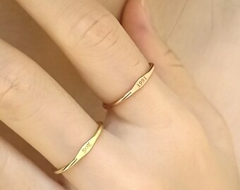 Personalized Stacking Ring • Stackable Ring • Initial Ring • Date Ring • Silver Ring • Minimalist Ring