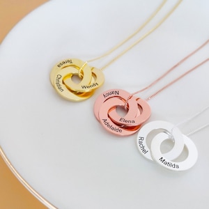 Personalized Name Necklace • Russian Ring Necklace • Custom Name Necklace • Silver Name Necklace • Family Name Necklace • Gifts For Mom
