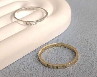 Personalized Stacking Ring • Stackable Ring • Name Ring • Engraved Ring • Date Ring • Minimalist Ring