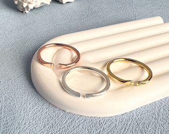 Personalized Stacking Ring • Stackable Ring • Open Two Letter Ring • Silver Ring • Minimalist Ring