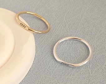 Personalized Stacking Ring • Stackable Ring • Date Ring • Silver Ring • Minimalist Ring