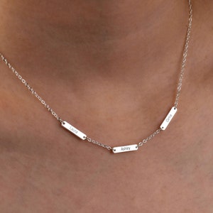 Personalized Multiple Name Bar Necklace • Gold Bar Necklace • Engraved Charm Necklace • Family Necklace • Gift for Mom • Christmas Gift