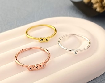 Personalized Stacking Ring • Stackable Ring • Initial Ring • Silver Ring • Minimalist Ringg • Multi-Letter Ring