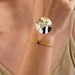 Aangepaste fotoprojectiearmband • Gepersonaliseerde afbeelding in armband • Gedenkteken • Cadeau voor haar • Kerstcadeau