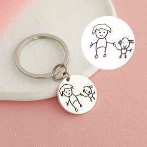 パーソナライズされたキーホルダー · 実際の子供の絵のカスタムキーホルダー · 手書きキーホルダー · 子供のアートギフト · 誕生日プレゼント