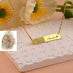Fingerabdruck Halskette • Personalisierte Bar Fingerabdruck Halskette • Fingerabdruck Halskette • Gedenkstätte Halskette • Namen Halskette • Weihnachtsgeschenk für Sie