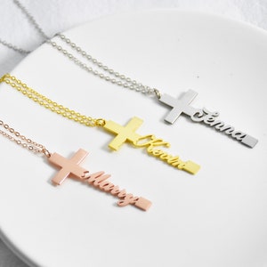 Personalized Cross Name Necklace • Name Cross Necklace • Name Jewelry • Religions Jewelry • Mother Necklace