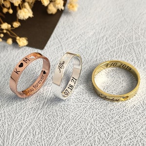 Personalized Name Ring • Heart Cutout Ring • Heart Ring • Engraved Ring • Date Ring • Wedding Ring