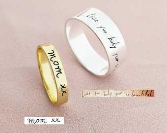 Personalized Handwritten Rings • Actual Handwriting Ring • Memorial Handwriting Rings • Signature Rings • Birthday Gifts • Father's Day Gift